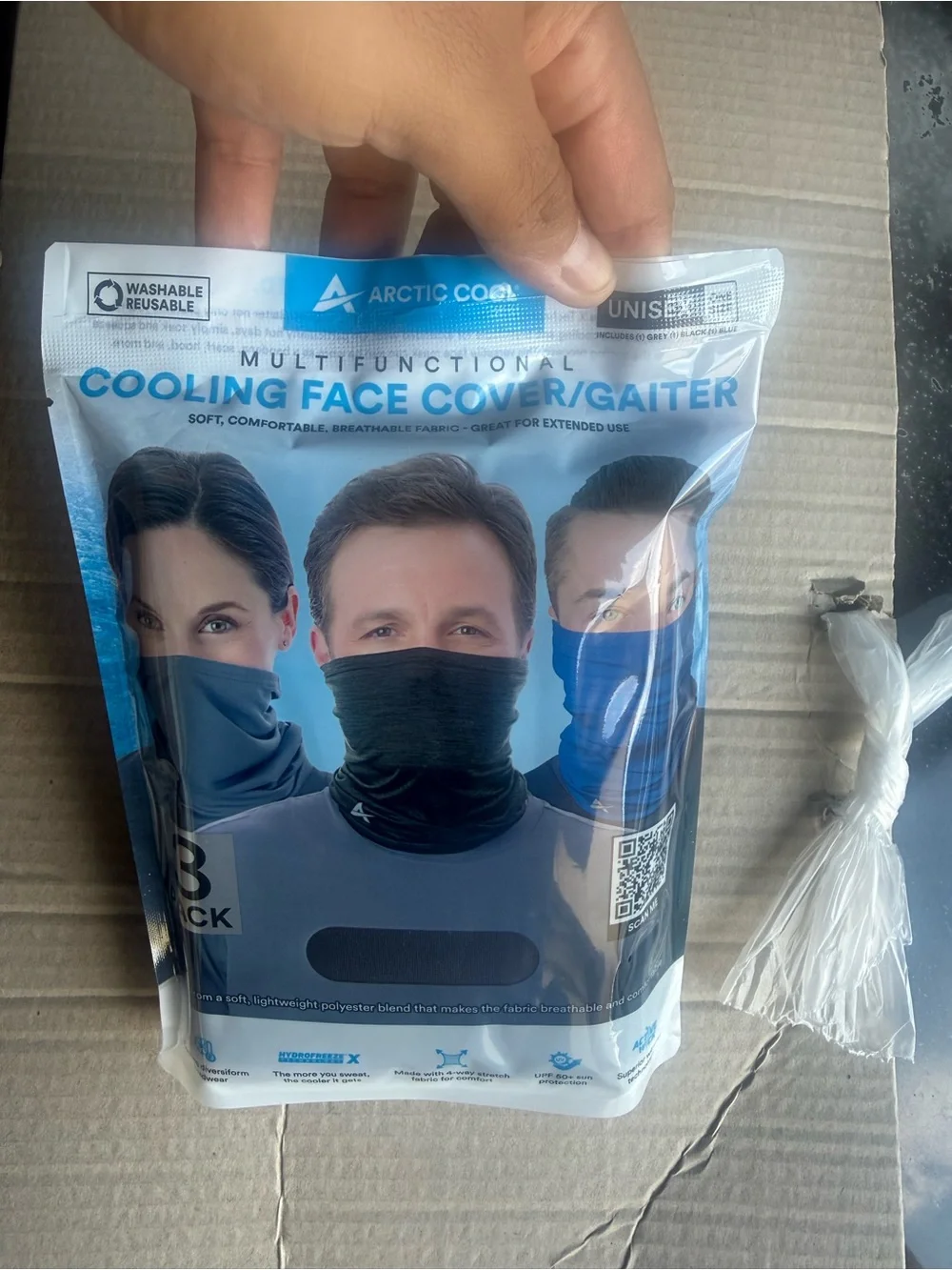 3-Pack Men’s Cooling Neck Gaiters – Black & Blue